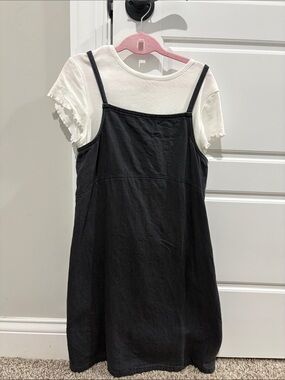Old Navy Black Dress with White Tee Layer